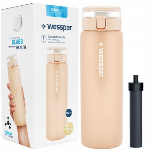 Butelka Filtrująca Wessper Activemax Clarti 0,68L - Szkło Beżowe Z Filtrem