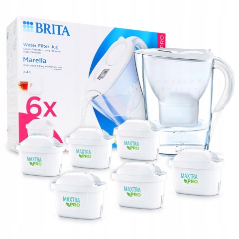 Dzbanek filtrujący Brita Marella 2,4 l, biały, z 6 wkładami Maxtra Pro