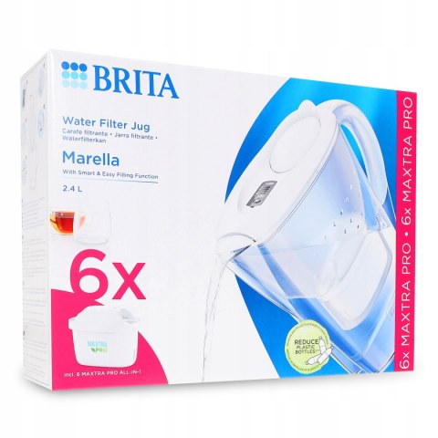 Dzbanek filtrujący Brita Marella 2,4 l, biały, z 6 wkładami Maxtra Pro