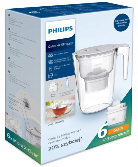 Dzbanek filtrujący Philips AWP2933WHT6/58 2,6 l z 6 wkładami