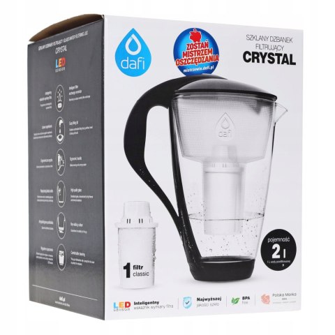 Dzbanek Filtrujący Do Wody Szklany Dafi Crystal Led Czarny Do Wody Na Co Dzień