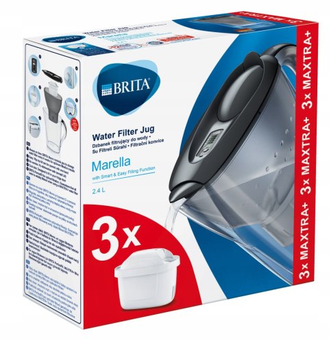 Dzbanek filtrujący Brita Marella 2,4 l, grafitowy, z 3 wkładami Maxtra+