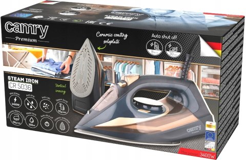 Żelazko Parowe Camry Cr 5036 3400W Do Codziennego Prasowania Ubrań W Domu I Podróży