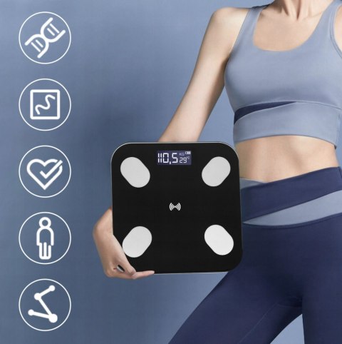 Inteligentna Waga Łazienkowa Bluetooth, 180 Kg, Szklana Slim, Temperatura