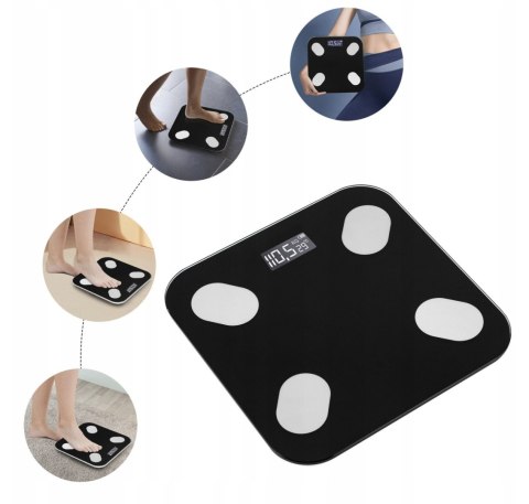 Inteligentna Waga Łazienkowa Bluetooth, 180 Kg, Szklana Slim, Temperatura
