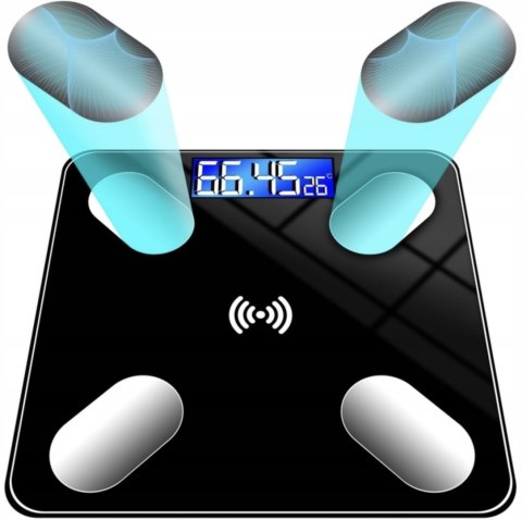 Inteligentna Waga Łazienkowa Bluetooth, 180 Kg, Szklana Slim, Temperatura