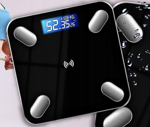 Inteligentna Waga Łazienkowa Bluetooth, 180 Kg, Szklana Slim, Temperatura