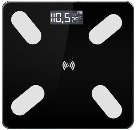 Inteligentna Waga Łazienkowa Bluetooth, 180 Kg, Szklana Slim, Temperatura