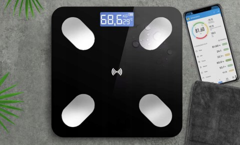 Inteligentna Waga Łazienkowa Bluetooth, 180 Kg, Szklana Slim, Temperatura