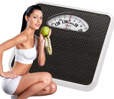 Klasyczna Waga Łazienkowa Mechaniczna Czarna Analogowa 136Kg Prosta Obsługa