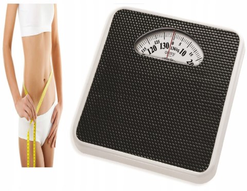 Klasyczna Waga Łazienkowa Mechaniczna Czarna Analogowa 136Kg Prosta Obsługa