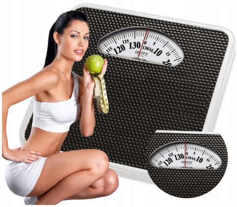 Klasyczna Waga Łazienkowa Mechaniczna Czarna Analogowa 136Kg Prosta Obsługa