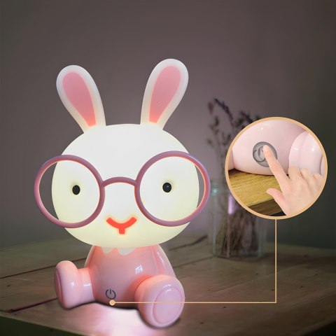 Lampa Lampka Biurkowa Nocna Dla Dzieci Królik Różowa Led Do Kontroli Masy Ciała