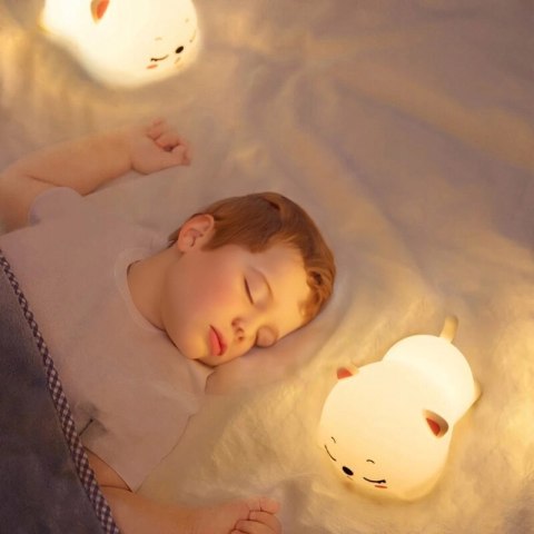 Lampka Nocna Dla Dzieci Kolorowa Silikonowa Kotek Led Rgb Usb 16 Kolorów