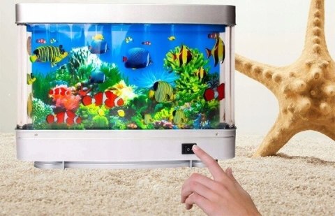 Lampka Nocna Dla Dzieci Led Akwarium Tło Sztuczne Rybki 3D Do Pokoju