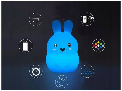 Lampka Nocna Dla Dzieci Led Królik Dotyk Rgb Pilot Do Pokoju Dziecka I Sypialni