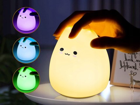 Lampka Nocna Dla Dzieci Led Silikonowa Rgb Dotykowa Miękka Przytulanka Kot