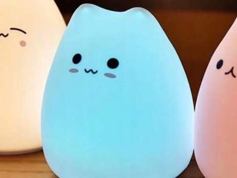 Lampka Nocna Dla Dzieci Led Silikonowa Rgb Dotykowa Miękka Przytulanka Kot