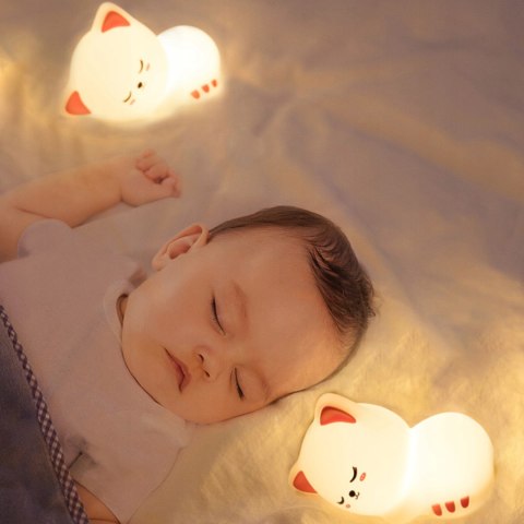 Lampka Nocna Dla Dzieci Słodki Kotek - Lampa Kot, Rgb Led, Timer, Pilot