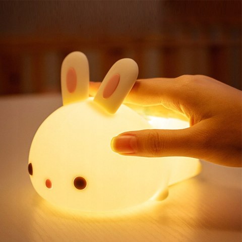 Lampka Nocna Dla Dzieci Słodki Królik - Lampa Rgb Led, Timer, Pilot