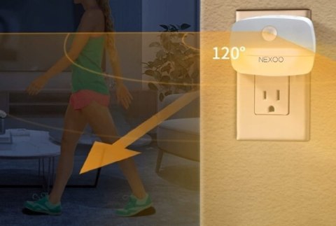 Lampka Nocna Led Czujnik Ruchuzmierzchu Gniazdko 3 Tryby Do Kontaktu Nexoo