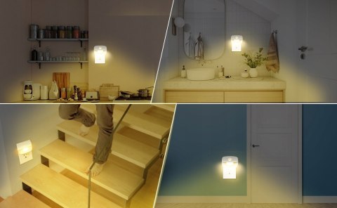 Lampka Nocna Led Czujnik Ruchuzmierzchu Gniazdko 3 Tryby Do Kontaktu Nexoo