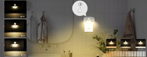 Lampka Nocna Led Czujnik Ruchuzmierzchu Gniazdko 3 Tryby Do Kontaktu Nexoo