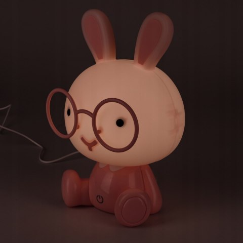 Lampka Nocna Led Królik Dla Dzieci, Silikonowa, Usb - Różowo-Fioletowa