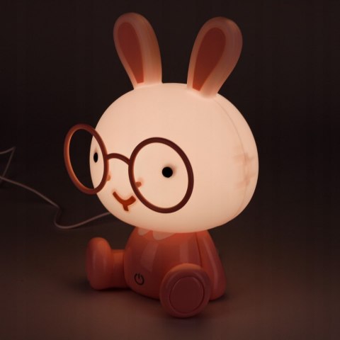 Lampka Nocna Led Królik Dla Dzieci, Silikonowa, Usb - Różowo-Fioletowa