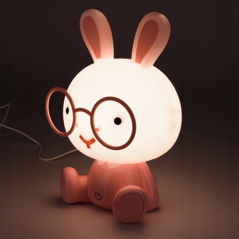 Lampka Nocna Led Królik Dla Dzieci, Silikonowa, Usb - Różowo-Fioletowa