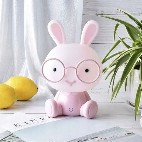 Lampka Nocna Led Królik Dla Dzieci, Silikonowa, Usb - Różowo-Fioletowa