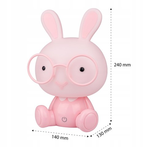 Lampka Nocna Led Królik Dla Dzieci, Silikonowa, Usb - Różowo-Fioletowa