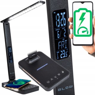 Lampka Nocna Na Biurko Biurkowa Kreślarska Zegar Budzik Indukcja Qi 10W