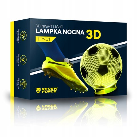 Lampka Nocna Piłka Nożna Korki Dla Dzieci Piłkarza 3D Led Kolory Rgb Pilot