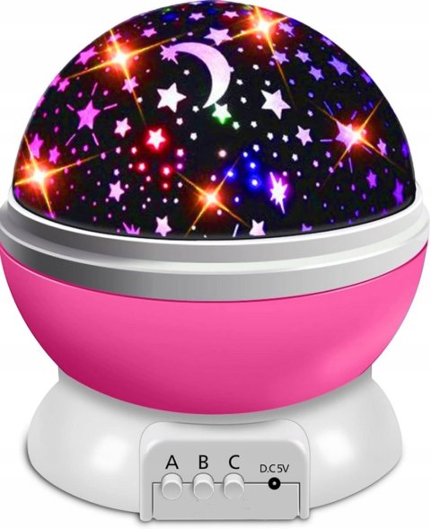 Lampka Nocna Projektor Gwiazd Nieba Lampa Obrotowa 360 Stopni Usb 2W1