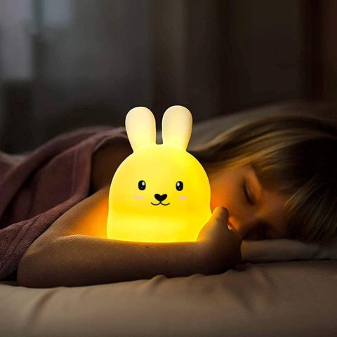 Miękka Lampka Nocna Królik Dla Dzieci Kolorowa Silikonowa Rgb Led + Pilot