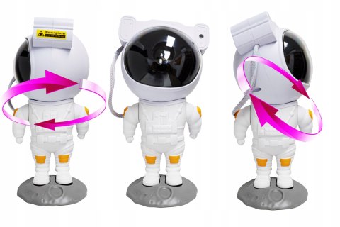 Projektor Gwiazd Led Lampka Nocna Astronauta Efekty Kolorowe Światła
