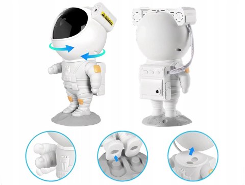 Projektor Gwiazd Led Lampka Nocna Astronauta Efekty Kolorowe Światła