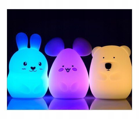 Silikonowa Lampka Nocna Dla Dzieci Miękka Kolorowa Rgb Led Usb Xxl + Pilot