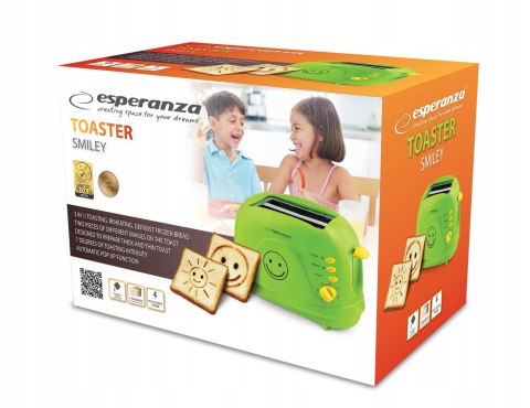 Toster Opiekacz 2 Kromki 7 Stopni Regulacja Wzorek Uśmiech 750W