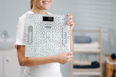 Waga Łazienkowa Zelmer Elektroniczna Szklana Analityczna Pomiar Ciała 180Kg