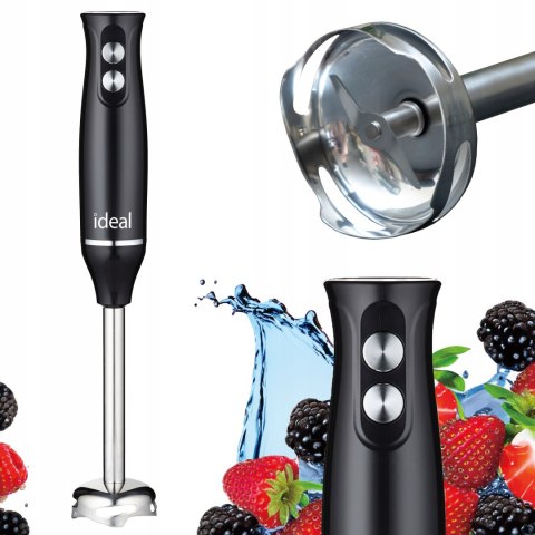 Blender Ręczny Stalowe Ostrza 800W Tryb Pulsacyjny Ideal Ik1001 Czarny