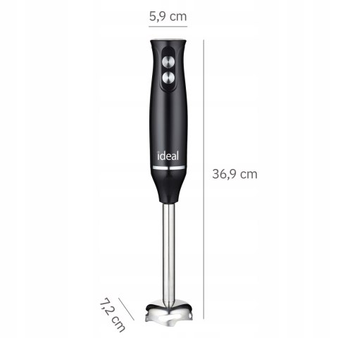 Blender Ręczny Stalowe Ostrza 800W Tryb Pulsacyjny Ideal Ik1001 Czarny