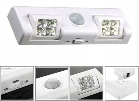 Lampka 8X Led Z Czujnikiem Ruchu Na Baterie Pir Bezprzewodowa Auto Zd26a