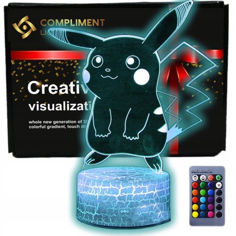 Lampka Lampa 3D Nocna Led Usb Pikachuu Świecąca Dla Dzieci Młodzieży