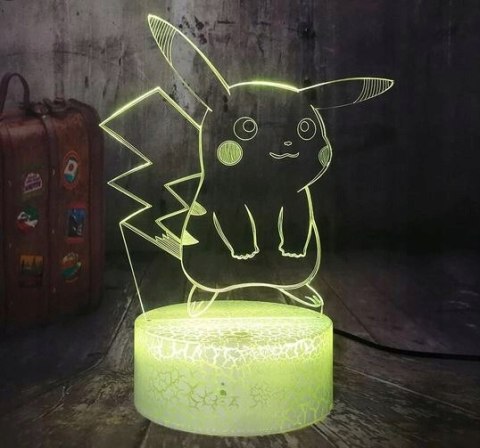 Lampka Lampa 3D Nocna Led Usb Pikachuu Świecąca Dla Dzieci Młodzieży