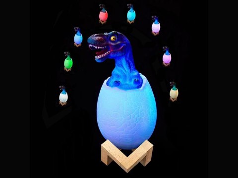 Lampka Nocna Dinozaur Tyranosaur Jajko Rgb Led Jajo Świecące Dla Dzieci