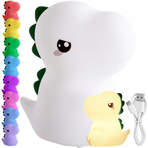 Lampka Nocna Dla Dzieci Kolorowa Silikonowa Dinozaur Dino Led Rgb Kolory
