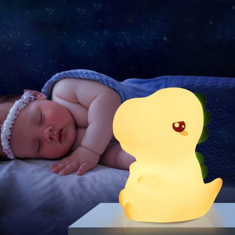 Lampka Nocna Dla Dzieci Kolorowa Silikonowa Dinozaur Dino Led Rgb Kolory