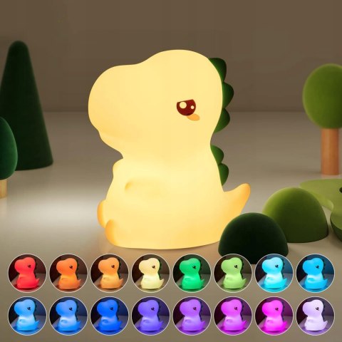 Lampka Nocna Dla Dzieci Kolorowa Silikonowa Dinozaur Dino Led Rgb Kolory